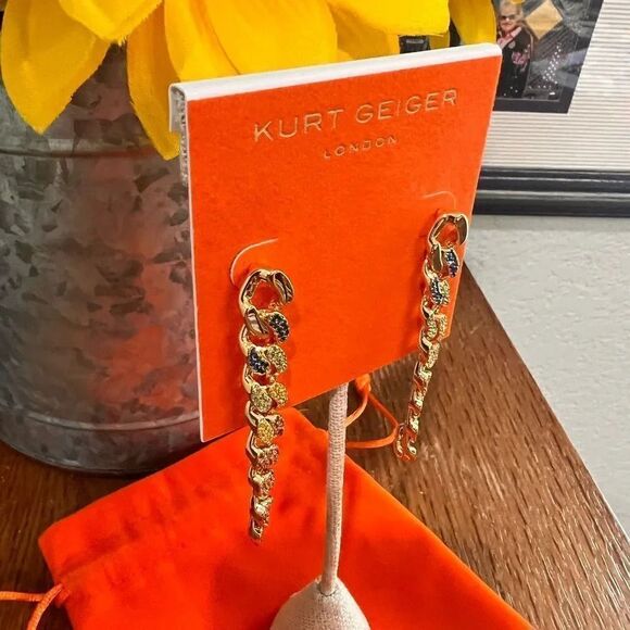 NWT Kurt Geiger London
Rainbow Pave Link Linear Earrings #TSER - Picture 5 of 9